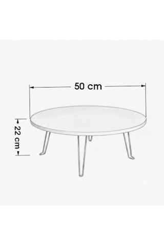 Ratemo 50 Cm Beyaz Katlanır Yer Sofrası 22 Cm Yükseklik Yemek Masası Beyaz