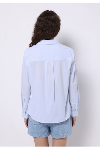 Colin's Colins Regular Fit Shirt Neck Çizgili Kadın Mavi Roll-up Gömlek Cl1074640 Q1.v1 Ble Mavi