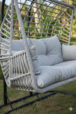 Liv Concept Çift Kişilik Rattan Bahçe Salıncağı Açık Gri