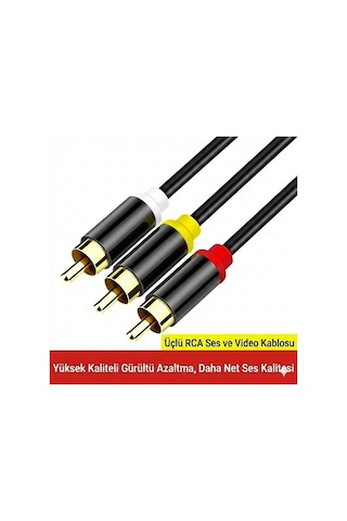 3 Rca To 3 Rca Tos Kablosu 10m Sarı Kırmızı Beyaz Lale Jak Av Ses Ve Görüntü Kablosu Altın Uçlu