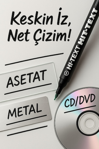 Permanent Asetat Kalemi 4 Renk S Uç Cam, Cd, Metal, Plastik Yazı Kalemi Çok Renkli