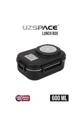 Uzspace 600 Ml Çorba Kaseli-çelik Kaşık Çatallı Paslanmaz Çelik Bento Lunch Box Yeni Nesil Sefer Tası-fflbox8021600 Siyah