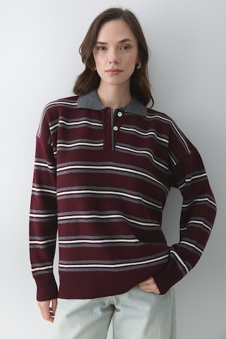 Bordo - Antrasit Polo Yaka Kazak - 241248 Bordo - Antrasit