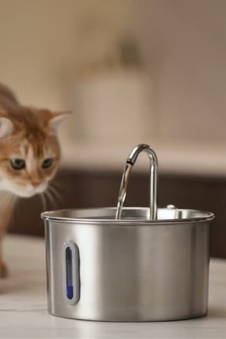 Su Seviyesi Göstergeli 2.2 L Paslanmaz Çelik Kedi Köpek Için Su Pınarı Su Çeşmesi Su Sebili S12