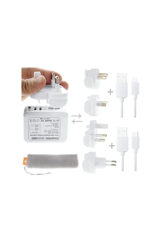 Haweel Universal Seyahat Şarj Adaptör İphone Ve 1 Mikro Usb Şarj Kablosu Set- 5775