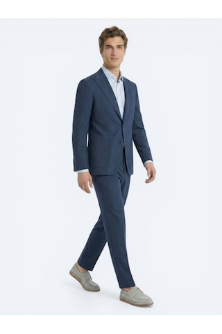 Kip Mavi Çizgili Comfort Fit Takım Elbise