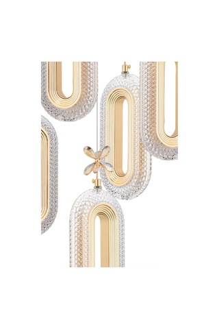 Alfa Led 5'li Gold 3 Renk Ledli Kristal Taşlı Modern Led Avize Gold