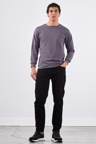 Dufy Antrasit Bisiklet Yaka Regular Fit Erkek Sweatshirt Antrasit