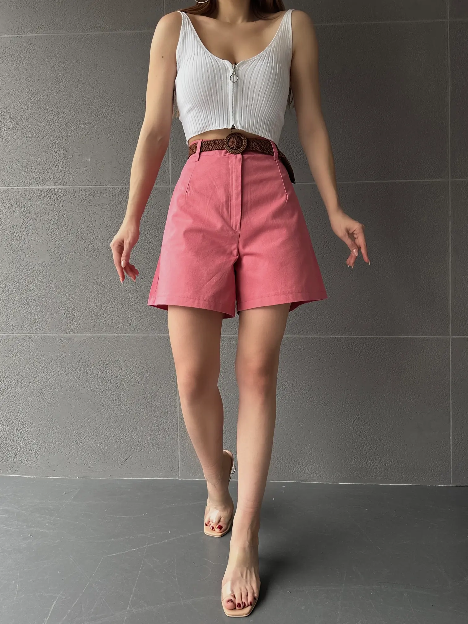 Nido Moda Geniş Paçalı Mom Şort Açık Pembe