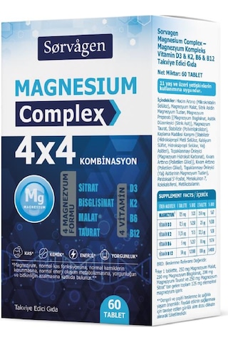 Sorvagen Magnesium Complex 4x4 Combination 60 Tablet