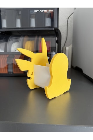 3d Baskı Sevimli Elektrik Fare Figürlü Kalemlik - Sarı Masaüstü Organizer renkli