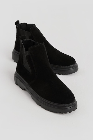 Kalın Faylon Hafif Taban Yanları Lastikli Erkek Siyah Chelsea Bot Tberk205 Siyah