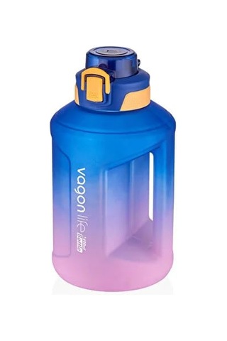 Vagonlife 1600ml Çift Renk Taşıma Askılı Ve Kulplu Motivasyon Su Matarası Sticker Hediyeli Mavi-mor Genel