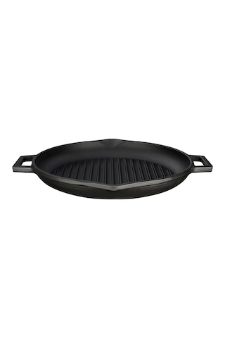Lava Döküm Yuvarlak Izgara Tava Metal Kulplu Çap 26 CM