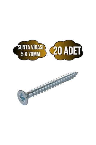 Sunta Vidası 5x70mm Çinko Ahşap Mdf Montaj Vidası 5x70mm 20 Adet 70 MM
