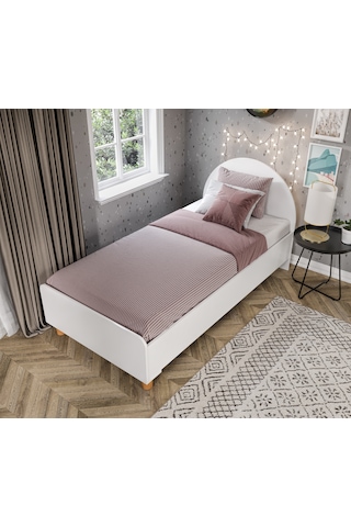 Tek Kişilik Bohem Tarzda Karyola Beyaz - Tamamı Mdf