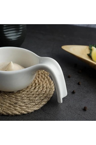 P.l. Proff Cuisine Sosluk 80 Ml 12x7,5x3,8 Cm Saplı Beyaz Porselen 2'li Paket 300732091 Beyaz