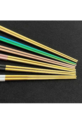 Novahub 10 Adet Yeniden Kullanılabilir 23.5cm Kare Çubuklar, 18/0 Paslanmaz Çelik, Siyah Altın Suşi Hashi, Siyah & Gümüş Renkli, Çevre Dostu, Ce/absertifikalı Gümüş - Siyah