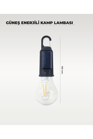 Güneş Enerjili Kamp Lambası Kumandalı Led Ampul Uzun Yanma Süreli Taşınabilir Aydınlatma 1 Adet