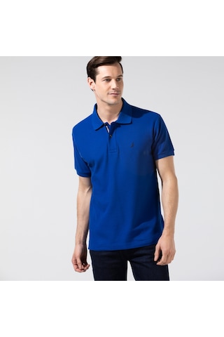 Nautica Nautıca Erkek Classıc Fıt Mavi Kısa Kollu Polo Düz K35000T Mavi