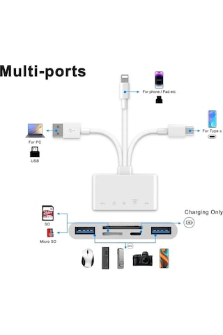 Type-c Usb Lightning Otg Apple iPhone  Uyumlu  Tf Sd Micro Kart Okuyucu Card Çevirici Dönüştürücü Adaptör
