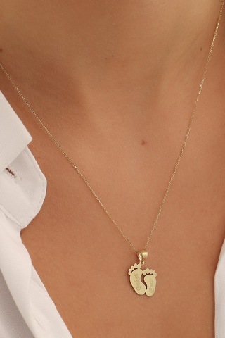 Moom Mücevherat MM600013 Anne Çocuk Ayak 14 Ayar Altın Kolye