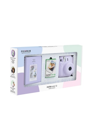 Fujifilm Instax Mini 12 Fotoğraf Makinesi + 10'lu Film + Pvc Albüm Bundle Box Lila