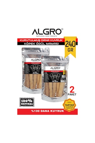 Algro Kurutulmuş Dana Kuyruk Çiğneme Kemiği Köpek Ödülü 2 x 120 G