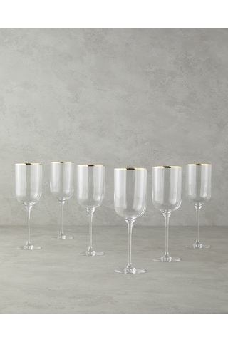 English Home Bridgette Cam 6'lı Kadeh 350 Ml Gold Gold