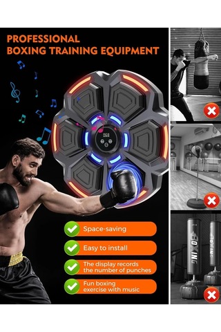 Bluetooth Hoparlör Özellikli Duvar Boks Makinesı 9 Mod Seviye Ayarlı Müzikli Boks Makinesı