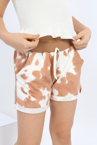 Toontoy Kız Çocuk Batikli Şort Kahverengi