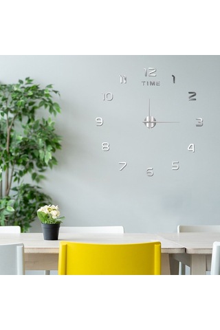 Moveevo Akrilik Gece Aydınlatmalı Sessiz Duvar Saati - Gümüş Renk 40cm, Dıy Dekoratif Rakamlar,简约 Tasarım, Toplu Satış Çok Renki