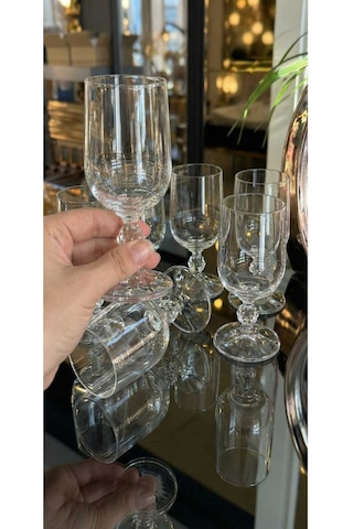 Çnr Home Collection Bohemia Kristal Optik Kadeh Seti 6 'lı - Şik Cam Kadeh Gold