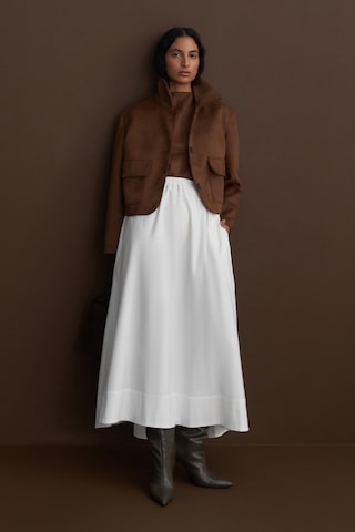 Vera Poplin Kloş Etek Beyaz