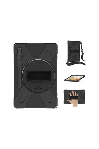Mey İthalat Samsung Uyumlu Galaxy T737 Tab S7 Fe 12.4 Kılıf Amazing Tablet Kapak - Siyah Arka Kapak