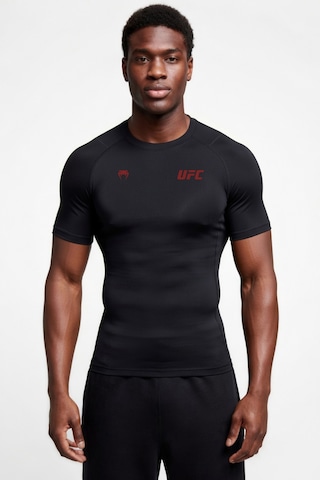 Premium Ufc Kırmızı Logo Siyah Kısa Kol Compression Erkek T-shirt Spor Gym Fitness Boks Kickboks Siyah