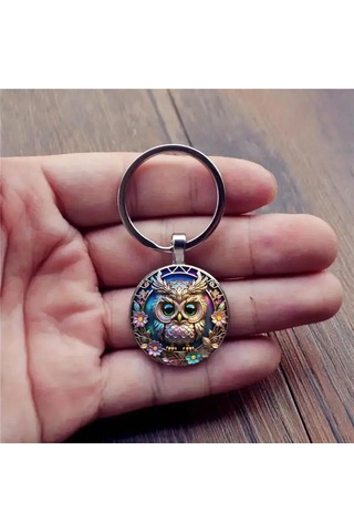 Hombey Mor Akıllı Baykuş Anahtar Zinciri - Anahtar Ve Çanta Aksesuarı