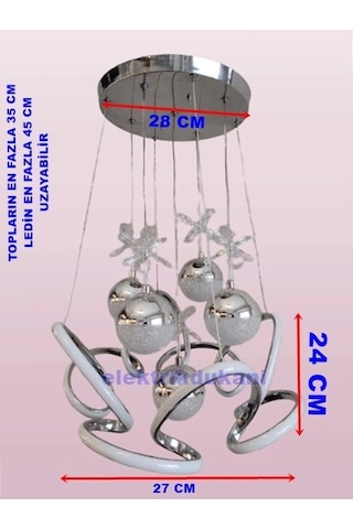 Dmr 5 Toplu Dron Sarkıt Led Avize Krom Kasa Üç Renk 6500k/4000k/3000k Beyaz Ilık/beyaz/sarı Günışı Çok Renkli