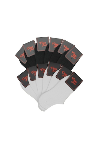 Cf Colour Feet Cf 12'Li Paket Siyah Ve Beyaz Kadın Çetik Çorap Çok Renkli