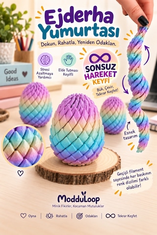 Stres Gideren Ejder Yumurtası Sonsuz Hareket - Renk Geçişli