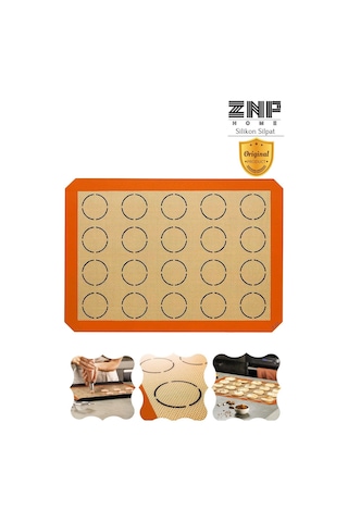 Oven Silikon Fırınlanabilir Pişirme Kağıdı 30x40 Cm Kendinden Yağlı Yıkanabilir Silpat Hamur Açma Matı Bordo - Beyaz