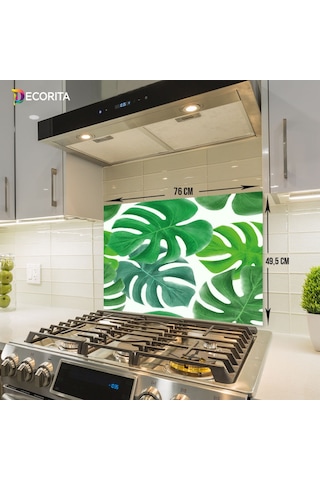 Decorıta Cam Ocak Arkası Koruyucu | Tropik Desen