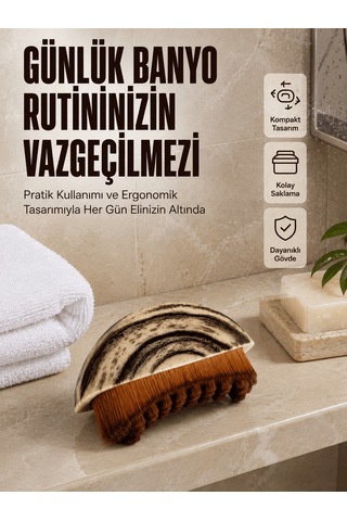 Masaj Fırçası Vücut Temizleme Fırçası Ahşap Desenli Yumuşak Kıllı