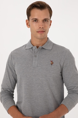 U.S. Polo Assn. Erkek Regular Fit Polo Yaka Grı Melanj Basic Sweatshirt 50313772-VR086