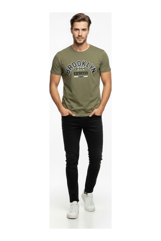 Brooklyn Vintage Baskılı Erkek Günlük T-shirt Spor Kesim Çok renkli