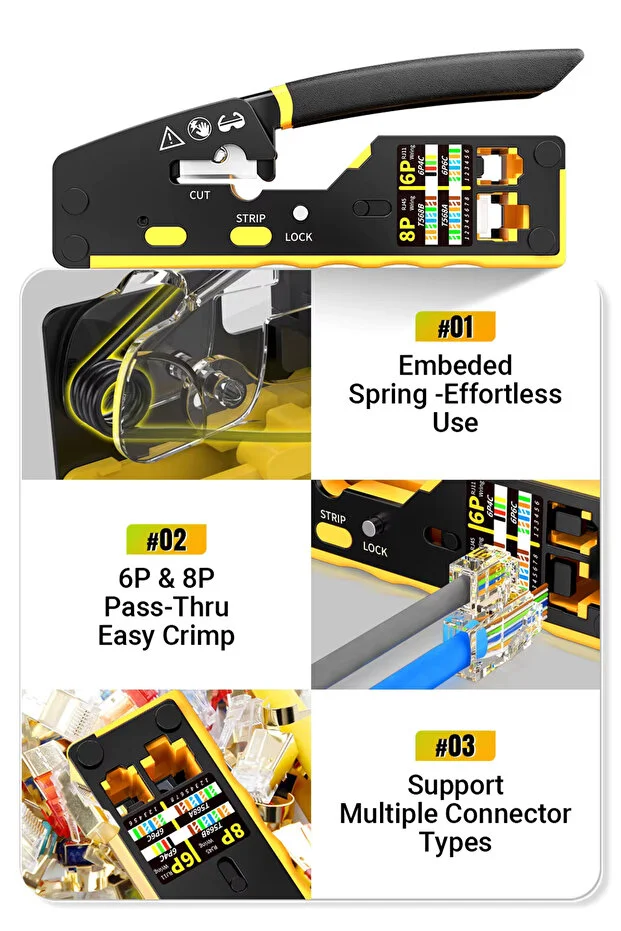 Yeni Nesil Ez Rj45 Pense 8p8c Utp Sıkma Pensesi Rj11 Rj12 Rj45 Ethernet Konektörü Sıkma Kesme Soyma Modem Ağ Network Ürünleri