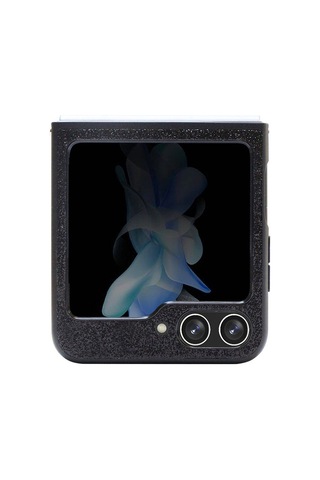 Galaxy Z Flip 5 Uyumlu Kılıf Guess Lisanslı Yazı Logolu Glitter Script Kapak Siyah