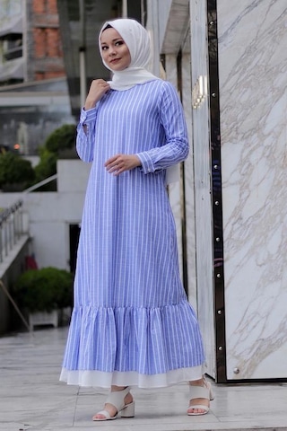 Pastelastore Neva Kadın Elbise Maxi Boy 1020-1 Koyu Mavi