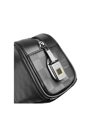 Wiwu Phantom Serisi Parmak İzi Kilitli Çok Fonksiyonlu Taşınabilir Mobil Aksesuar Çantası Siyah Siyah