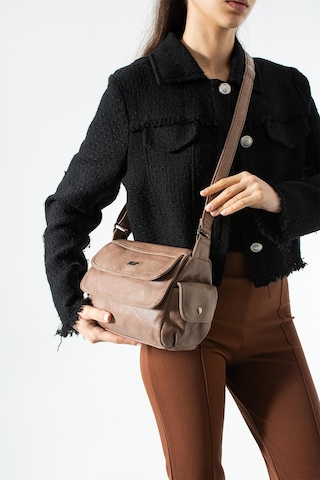 571 Collections Yıkama Deri Çapraz Askılı Omuz Çantası Vizon Model: 571-13p